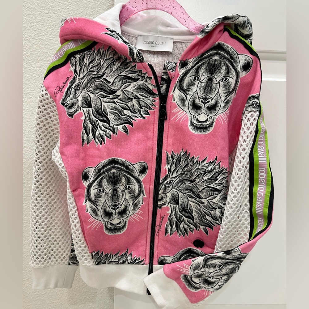 Roberto Cavalii Junior Size 6 Hooded Zipped Hoodie Stylish Girl or Boy